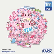 100 PCS Waterproof Aesthetic Axolotl Animal Stickers - For Laptops, Motorcycles, and Helmets - Paper