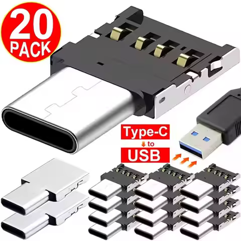 20-1pcs Portable USB C OTG Connector Adapter USB Male To Type-C Data Connector Type C To USB OTG Ada