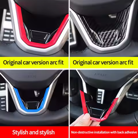 New R Logo GTI Badge Car Steering Wheel Cover Sequins Sticker For Volkswagen Sagitar Magotan Bora La