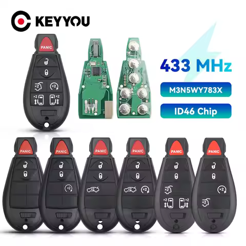 KEYYOU M3N5WY783X IYZ-C01C 3+1 4 Buttons Fob 433Mhz For Dodge Jeep Chrysler 300 Charger Magnum Smart