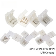 5pcs Free Soldering LED Connector 2PIN 3PIN 4PIN 5PIN L/T/X Shape Corner connector for 8mm 10mm 12mm