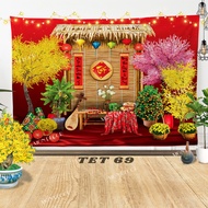 Tranh Vải Tết 1m5 x 3m Phông Nền Tết 2026 Phông Vải Decor Tết 2026 Tranh Vải Trang Trí Tết Phông Nền