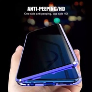 YQJZF เคสโทรศัพท์แก้วฟิล์มกระจก iPhone X พร้อม Privacy โลหะแม่เหล็กสำหรับ Samsung Galaxy S10 S9 S8 Note 8 9 10 Plus สำหรับ Samsung S20 S20มาก