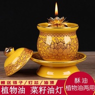 Household Buddha Front Ceramic Buddha Lamp Lotus Lamp Pilot Lamp Liquid Butter Lamp Holder Cooking Oil Rapeseed Oil Peanut Oil Lamp4.29