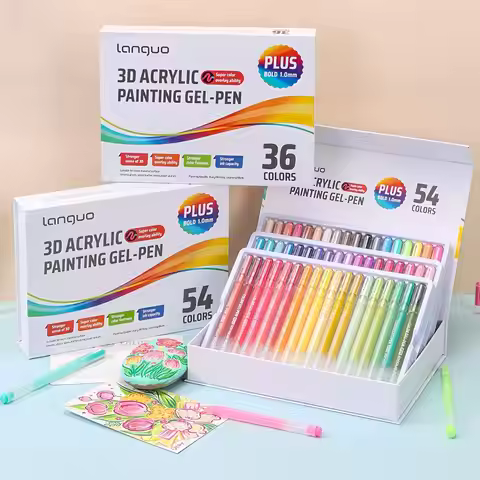 Languo3D Three-Dimensional Effect Acrylic Marker Set Cute Stationery Jelly Drawing Pen 1.0mm Handwri