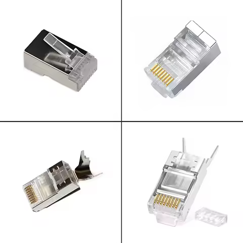 100 Pieces/lot STP Network Cable Plug Shielded Cat 7/6/5e Connector Gold Plating Modular Data Inform