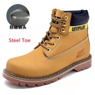 HOT★Caterpillar Safety Shoes For Men Caterpillar Steel-Toe Men's Plain Work Boots Caterpillar