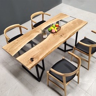 ﹊✢◕Epoxy resin river table walnut solid wood large board tea table log table transparent tea table wave table coffee tab
