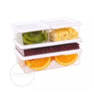 DAU 4 Pieces Set Transparent Food Storage Plastic Sealed Meal Box Space Saver Refrigerator Organizer