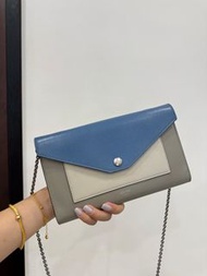 celine Pocket WOC 藍灰  拼色 信封包 斜背包 肩背包 手拿包 長夾 皮夾 鏈條包 帶鏈包
