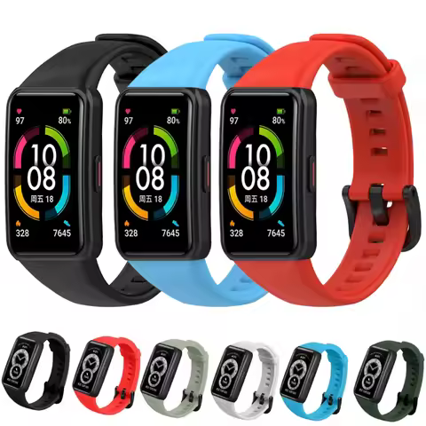 Silicone Strap for Huawei Band 6/Honor Band 6 Sport Original Replacement Smart Bracelet Wristband fo