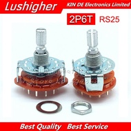 2PCS RS25 2P6T Band Switch 2P6T Mount Rotary Switch Selector Band 2 Pole 5 Position Knob Switch Band