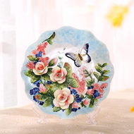 台灣藝術瓷Function Art 陶瓷浮雕3D掛盤 香檳玫瑰 年節禮物