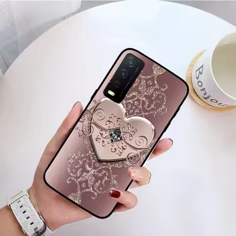 Rose Gold Diamond Love Heart Phone Case For VIVO Y53S Y33S Y22S Y11S Y31 Y21 Y70 Y20 Y21S Y72 Y35 Y5