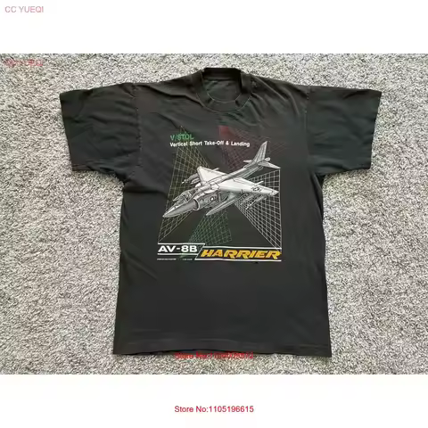 Vintage 80s AV 8B Harrier VSTOL Attack Aircraft T Shirt Mens M L READ vintage Washed Unisex Versatil