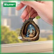 1Pc/2Pcs Nativity Scene Ornaments Birth of Jesus Acrylic Hanging Decorations Holy Religious Gifts fo