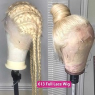 Full Lace Wig Light blonde Long Straight Hair Wig Headgear Full Hand Knitting 613 Colors blonde