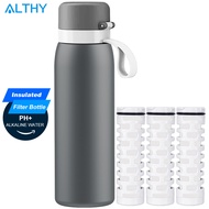 ALTHY pH+ Alkaline Mineral Water Filter Bottle Insulated Stainless Steel Pitcher Keeps Cold for 24 Hours 740ml