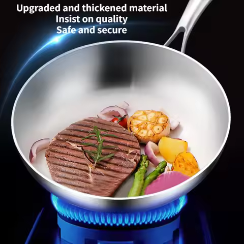 KORDISEN 316 Stainless Steel Frying Pan Upgrade NonStick Pan Uncoated Fried Pot Kitchen Cookware For