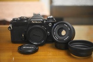 【售】漂亮Nikon FE 經典黑機重曝機身加購 Nikon E 35mm F2.5(Ai) 旅遊鏡頭 Fm2 FE2