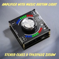 D50H Amplifier Class D TPA3116D2 Stereo 2x50W 100W Bluetooth With Music Rhythm Light