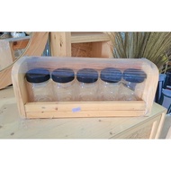 Wooden spice rack free 5 spice bottles