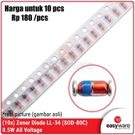 10x Zener Diode 0.5W 1/2W SOD80C LL34 SMD 3V3 5V1 5V6 4V7 3V6 6V2 12V