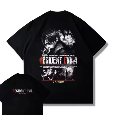 2026 New Capcom Games PS5 Resident Evil 4 Remastered Short Sleeve Printed T-Shirt Men's and Women's 