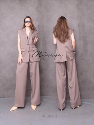 (นางแบบ​ใส่​ชุด​ขาย)​ In Chicago Unique Blazer Set ชุดเซ็ต เบลเซอร์สุดชิค แขนกุดแขนเลยนิดๆ ปกสูทเทเล