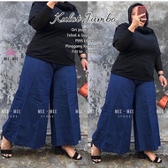 KULOT JEANS JUMBO PRODUKSI SENDIRI (MLXLXXL3L) SNOW TALI SERUT | KULOT LIPAT JEANS PINGANG FULL KARE