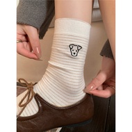 stokin anti slip stokin White Striped Pure Cotton Summer Socks - Korean Style