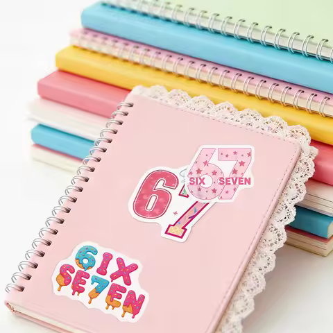 Cool Six Seven Number Stickers, 50PCS Funny Meme 6 7 Number Decorations Trending Social Media Sticke