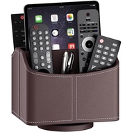 Remote Control Holder for Table, Thipoten Leather Turntable/Organizer/Caddy for Holding TV Controllers, Smart Phone and Office Supplies, Perfect Space Saver for End Table