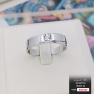 แหวนเงินแท้ 92.5% ชุบทองคำขาว ฝังเพชร CZ แหวนผู้ชาย เท่ห์ๆ RG0240