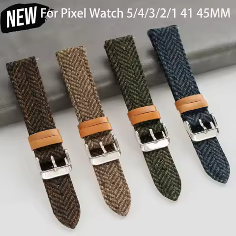 Leather Watchband For Google watch pixel 5 4 3 2 1 41mm British Vintage Nylon Bracelet for pixel 5 4