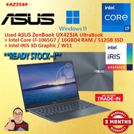 #AZ358 Used Asus ZENBOOK UX425JA Performance Ultrabook i7-1065G7 16GBD4 512GB SSD intel IRIS graphic