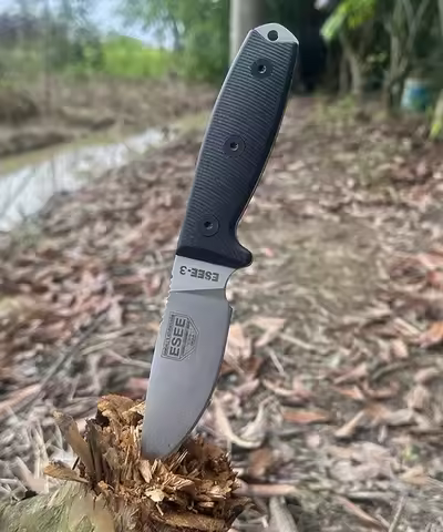 Portable ESEE Fixed Blade Knife Green Canvas Micata G10 Handle 9Cr18Mov Blade Black Coated Blade Out