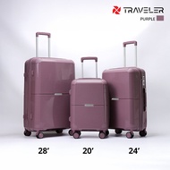 Traveler กระเป๋าเดินทาง ขนาด 20 24 และ 28 นิ้ว กระเป๋าเดินทางล้อลาก รุ่น T16 วัสดุ PP 100% แข็งแรง ยืดหยุ่น น้ำหนักเบา บิดงอได้ รับประกัน 2 ปี!