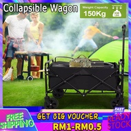 Collapsible Folding Wagon Beach Wagon Cart Utility Grocery Wagon Large Capacity