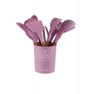 🍳 Dessini Premium Silicone Kitchen Utensil Set with Holder – 11 Pieces (Pink)