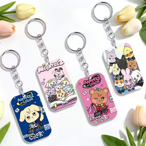ATEEZ Kpop Double-sided Printed Keychain for Fans Anime Cartoon Fashion Key Ring Students Bag Key De