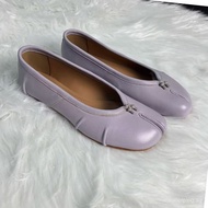 Women's Pleated Split-Toe Shoes2025Spring New Style Hoof tabi Ballet Shoes Purple Flats Slip-On Flat
