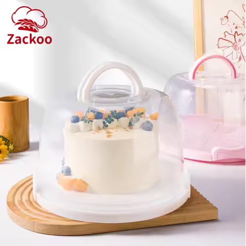 Zackoo 6/8/10inch Portable Birthday Cake Packaging Box Home Refrigerator Food Storage Pizza Cupcake 