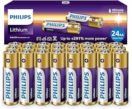 PHILIPS Lithium AA Batteries 24 Pack, 1.5v l91 Lithium Double AA Battery, Ultimate Long-Lasting Powe