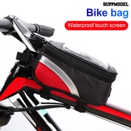 [SM]Bike Frame Bag Waterproof Touch Screen Oxford Cloth Zipper Design Front Tube Bag for Mountain Bike