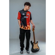 Baju Raya 2023 Retro YENZ Full Sublimation Collar Jersey Fashion Splicing Design Personality Fire Pr