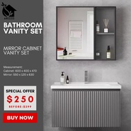 SG Stocks 60CM. Bathroom Basin Vanity Set. Bathroom Cabinet / PVC / Aluminum Basin Cabinet with Mirror Cabinet