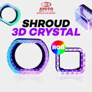AYOTO 3D LED projector shroud 2.5 inch crystal RGB bluetooth APP control 12V for motorcycle scooter