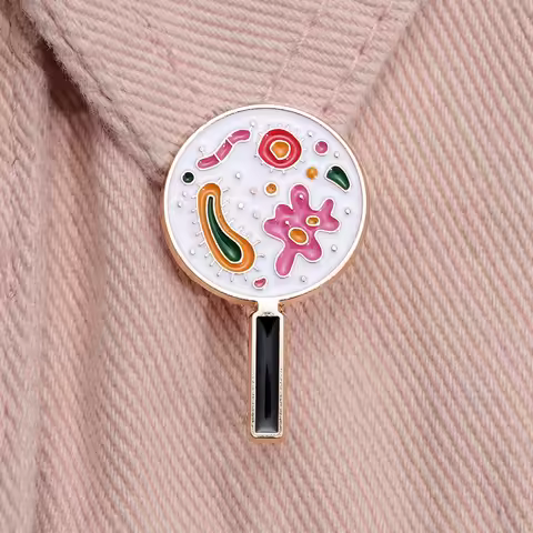 Laboratory Bacterial Magnifier Enamel Pin Microscope Parasite Microbial Scientific Lab Brooch Lapel 