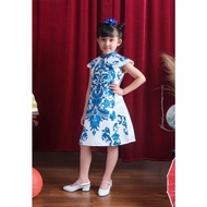 Princessa Flami Satin Dress CNY Imlek White Blue 3414